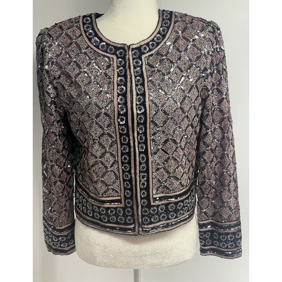 Laurence Kazar Embroidered Beaded and Sequins Jacket Size M - Picture 1 of 3